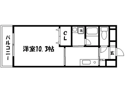 ウィステリア壱番館(1K/3階)の間取り写真