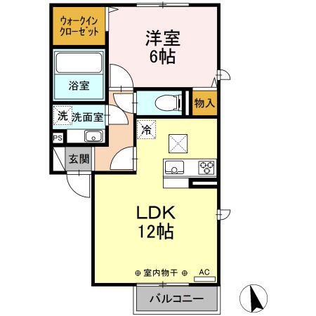 グレイスタウン青葉 B(1LDK/1階)の間取り写真