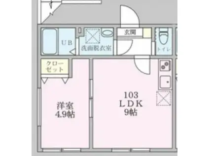 エレジオ横浜(1LDK/1階)の間取り写真