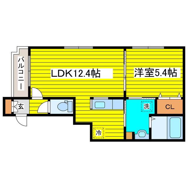 グランメール環状通東A(1LDK/3階)の間取り写真