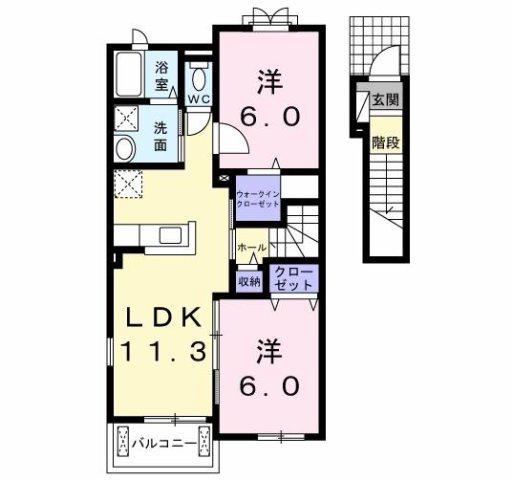 プレアデスII(2LDK/2階)の間取り写真