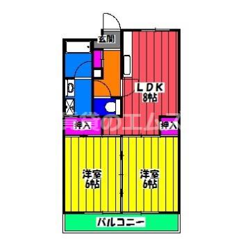 天野ビル(2LDK/2階)の間取り写真