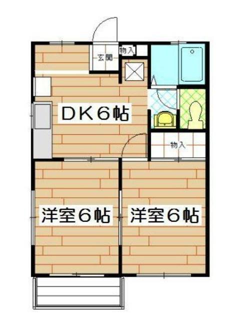 ブルースカイ湘南(2DK/1階)の間取り写真