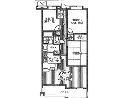 武蔵関ハイム(3LDK/1階)の間取り写真