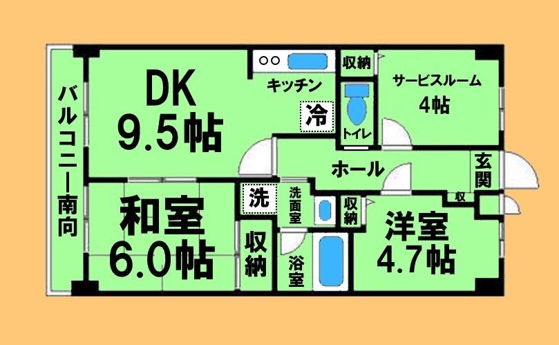 グランドール井上(2SLDK/1階)の間取り写真