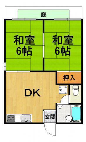 安井ハイツ(2DK/1階)の間取り写真