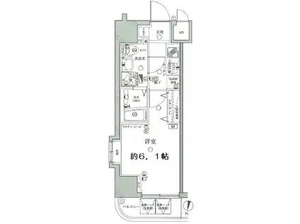 ディアレイシャス武蔵中原(1K/4階)の間取り写真