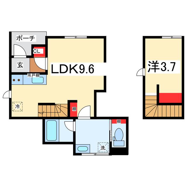 WILLS田中町(1LDK/1階)の間取り写真