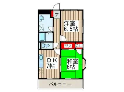 パークシティ浦和(2DK/1階)の間取り写真