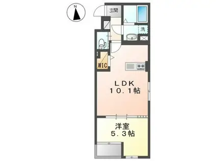 RKマンション(1LDK/4階)の間取り写真