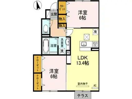 レスポワール(2LDK/1階)の間取り写真