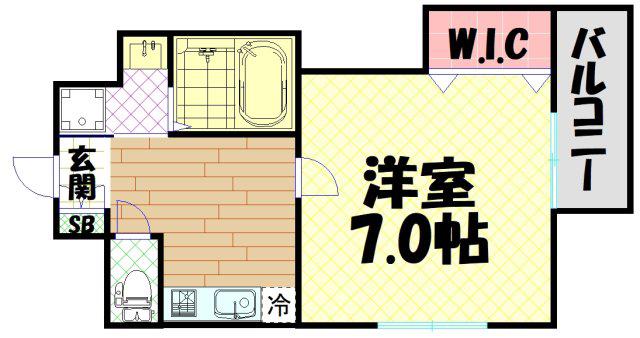 プランドール難波(1K/7階)の間取り写真