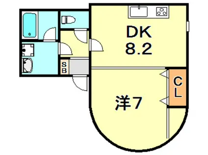 シェルハウス(1DK/1階)の間取り写真