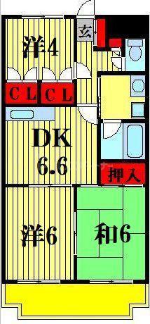 ジュネスメゾンドール(3DK/2階)の間取り写真