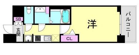 プレサンス心斎橋ソレイユ(1K/13階)の間取り写真