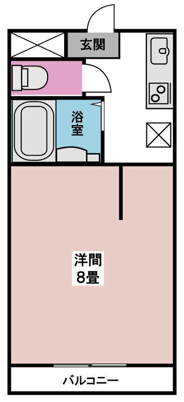 サンヒルズふくしま(1K/1階)の間取り写真