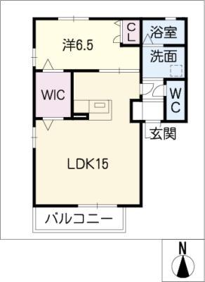 グリーンシード C棟(1LDK/1階)の間取り写真