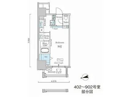 カーサスプレンディッド麻布十番(ワンルーム/8階)の間取り写真