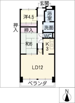 シャルマン平和(2LDK/10階)の間取り写真