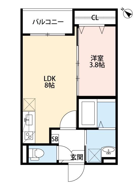 ヴィラクレール神戸(1LDK/3階)の間取り写真