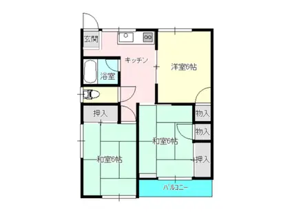 コーポ秀峰A棟(3K/2階)の間取り写真