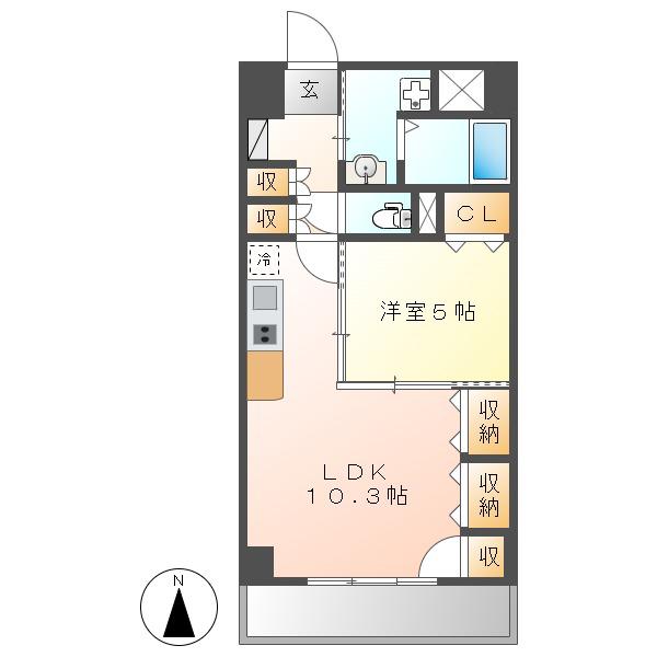 プレステージ新栄(1LDK/5階)の間取り写真