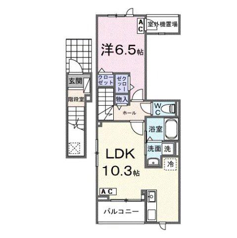 ソルジエンテ(1LDK/2階)の間取り写真