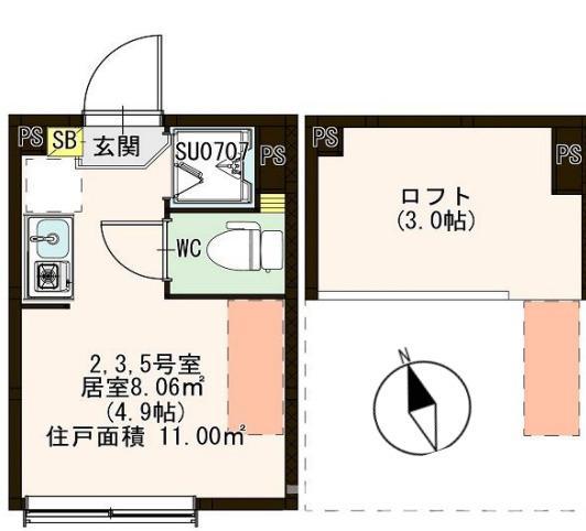 ルーエ千住仲町(ワンルーム/1階)の間取り写真