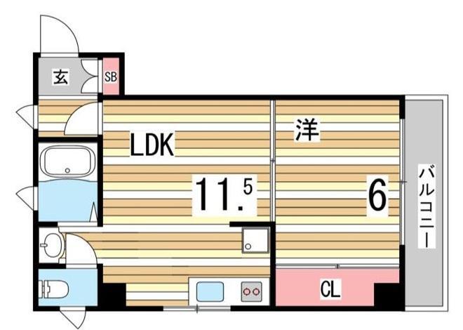 三木ビル(1LDK/3階)の間取り写真