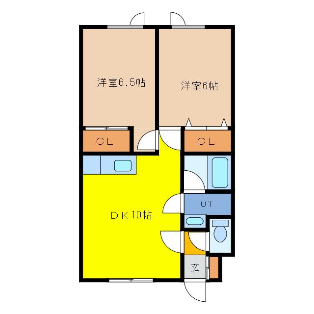 インペリアルC(2DK/2階)の間取り写真