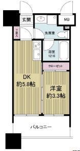 ルネッサンス21博多(1DK/5階)の間取り写真