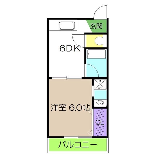 ドリームハウス(1DK/2階)の間取り写真