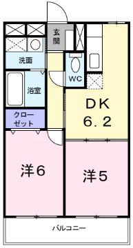 ウイングコート(2DK/1階)の間取り写真