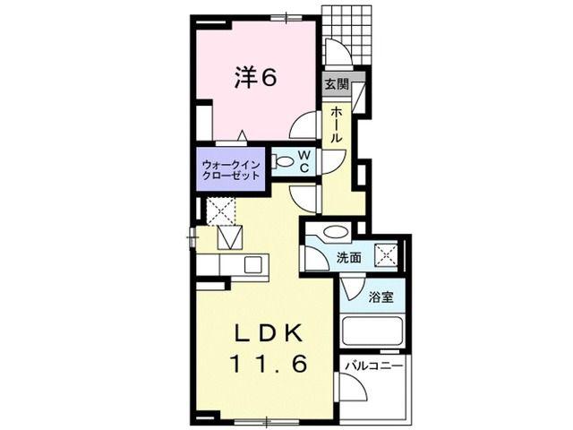 アイリスE(1LDK/1階)の間取り写真