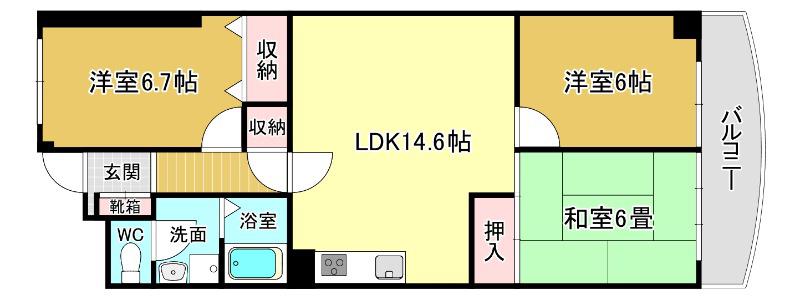 コンドミニアム千里中央(3LDK/9階)の間取り写真