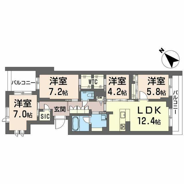 フェリシード野沢(4LDK/3階)の間取り写真