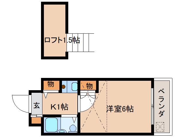 シティパレス佐保川P-1(1K/1階)の間取り写真