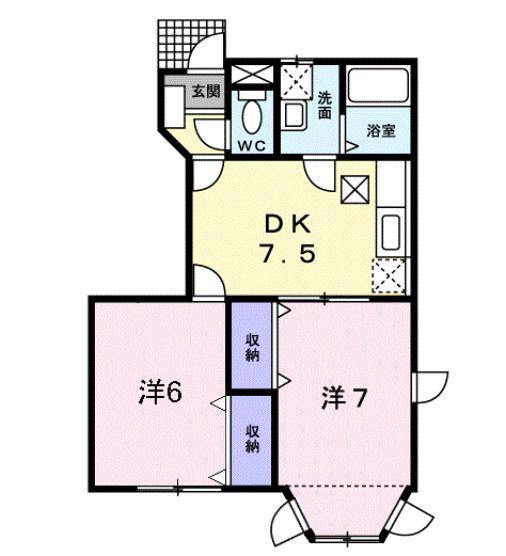 クレストール福田(2DK/1階)の間取り写真
