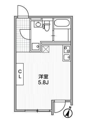 ALERO代々木(ワンルーム/2階)の間取り写真