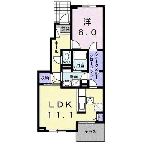 アンジュ メゾンA(1LDK/1階)の間取り写真