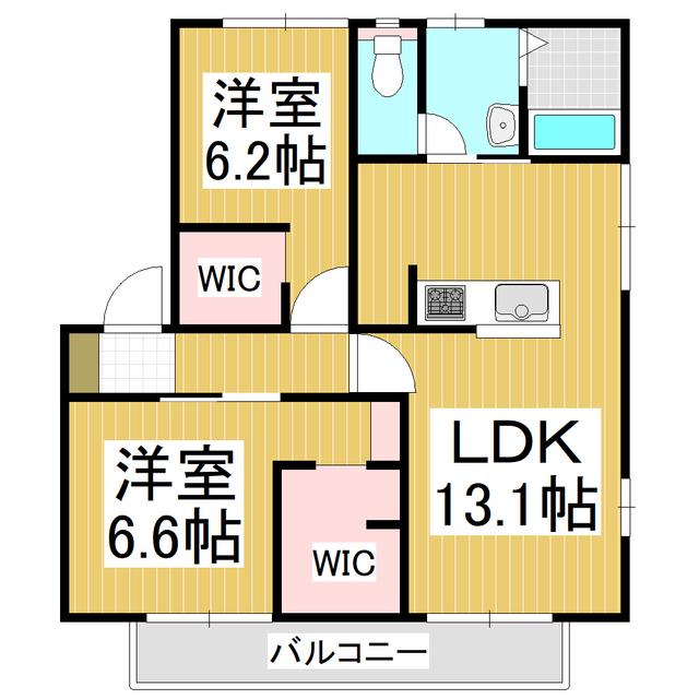 フレグランスアイデイルB棟(2LDK/2階)の間取り写真