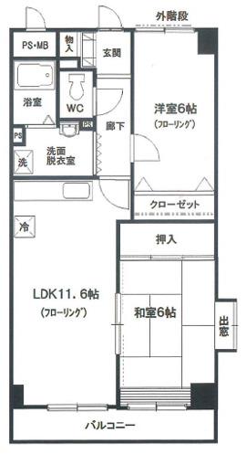 アゼル川口(2LDK/3階)の間取り写真