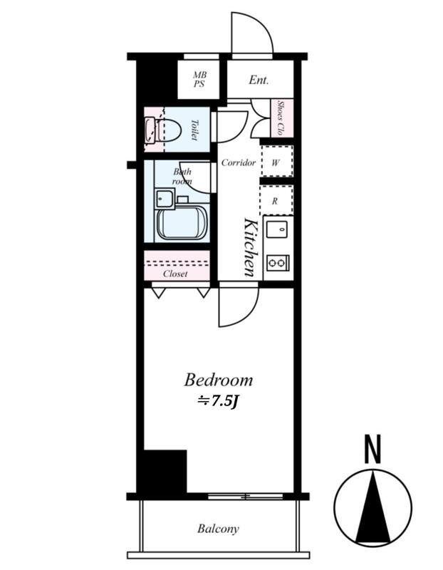 L-FLAT 入谷(1K/6階)の間取り写真