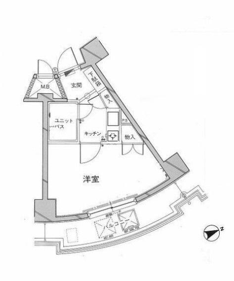 パレ・ドール鶴ヶ峰(ワンルーム/5階)の間取り写真