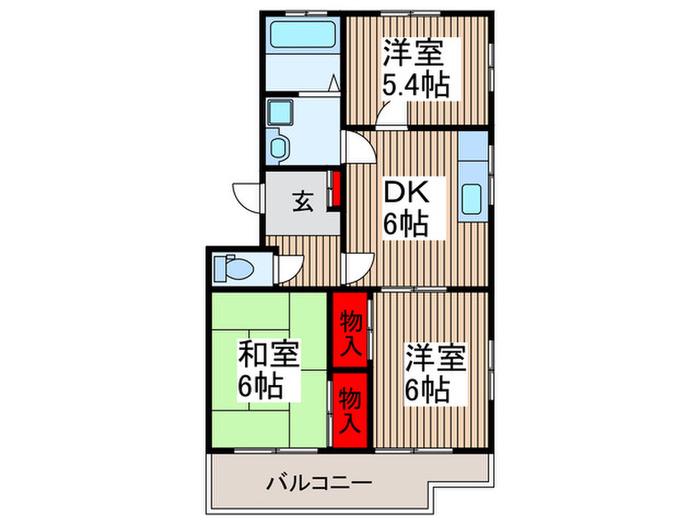 第一メジャーマンション(3DK/1階)の間取り写真