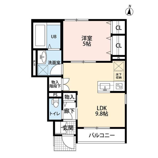 アムール東福生(1LDK/1階)の間取り写真