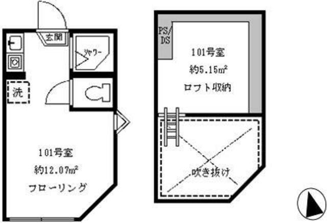 フェリスサイン(ワンルーム/1階)の間取り写真