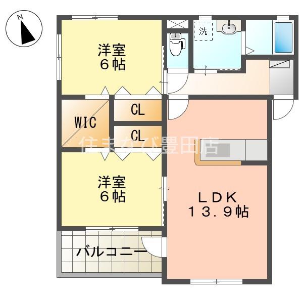 NEW STAGE(2LDK/2階)の間取り写真