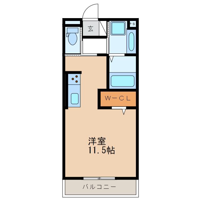 D-ROOM ノース(ワンルーム/2階)の間取り写真