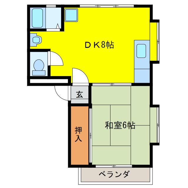 ハイツみどり(1DK/3階)の間取り写真